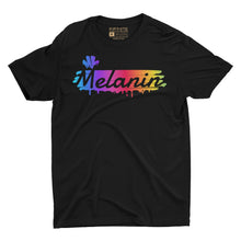 Load image into Gallery viewer, "MY MELANIN DRIPS" TEE | FRONT + BACK (BLACK/RAINBOW)
