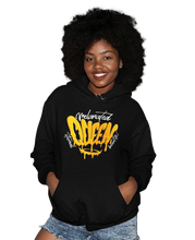 Load image into Gallery viewer, "MELANATED ROYALTY" QUEEN HOODIE (BLACK/GOLD 3D PUFF/WHITE)