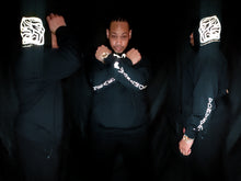 Load image into Gallery viewer, "WAKANDA FOREVER" BLACK HOODIE | FRONT + BACK + SLEEVE + HOOD (GOLD/GLOW IN THE DARK)