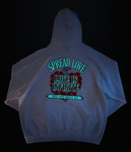 Load image into Gallery viewer, "LOVE IS INFINITE" V-DAY WHITE HOODIE | FRONT + BACK (3D PUFF/GLOW IN THE DARK)