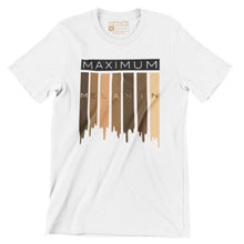 Load image into Gallery viewer, &quot;MAXIMUM MELANIN&quot; TEE (WHITE/CHOCOLATE DRIPS)

