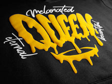 Load image into Gallery viewer, &quot;MELANATED ROYALTY&quot; QUEEN HOODIE (BLACK/GOLD 3D PUFF/WHITE)

