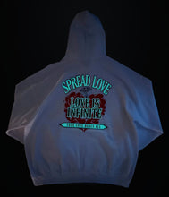 Load image into Gallery viewer, &quot;LOVE IS INFINITE&quot; V-DAY WHITE HOODIE | FRONT + BACK (3D PUFF/GLOW IN THE DARK)
